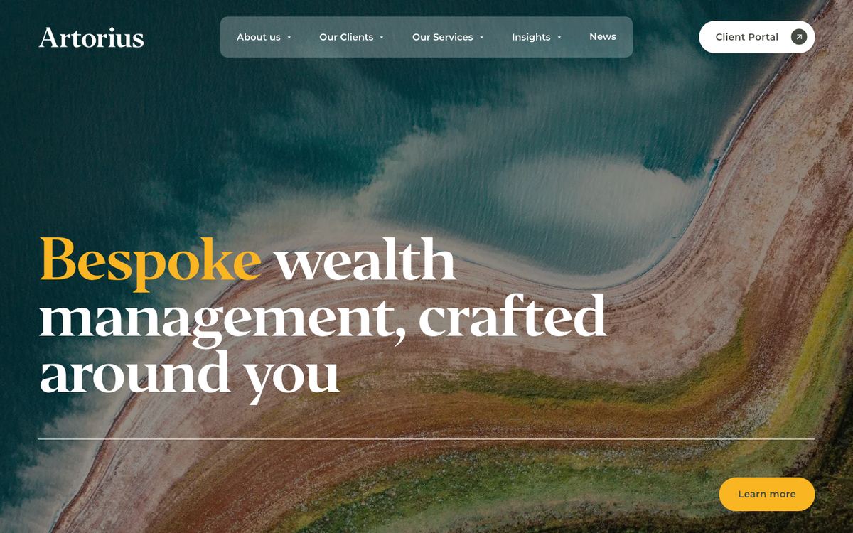 Artorius wealth management homepage