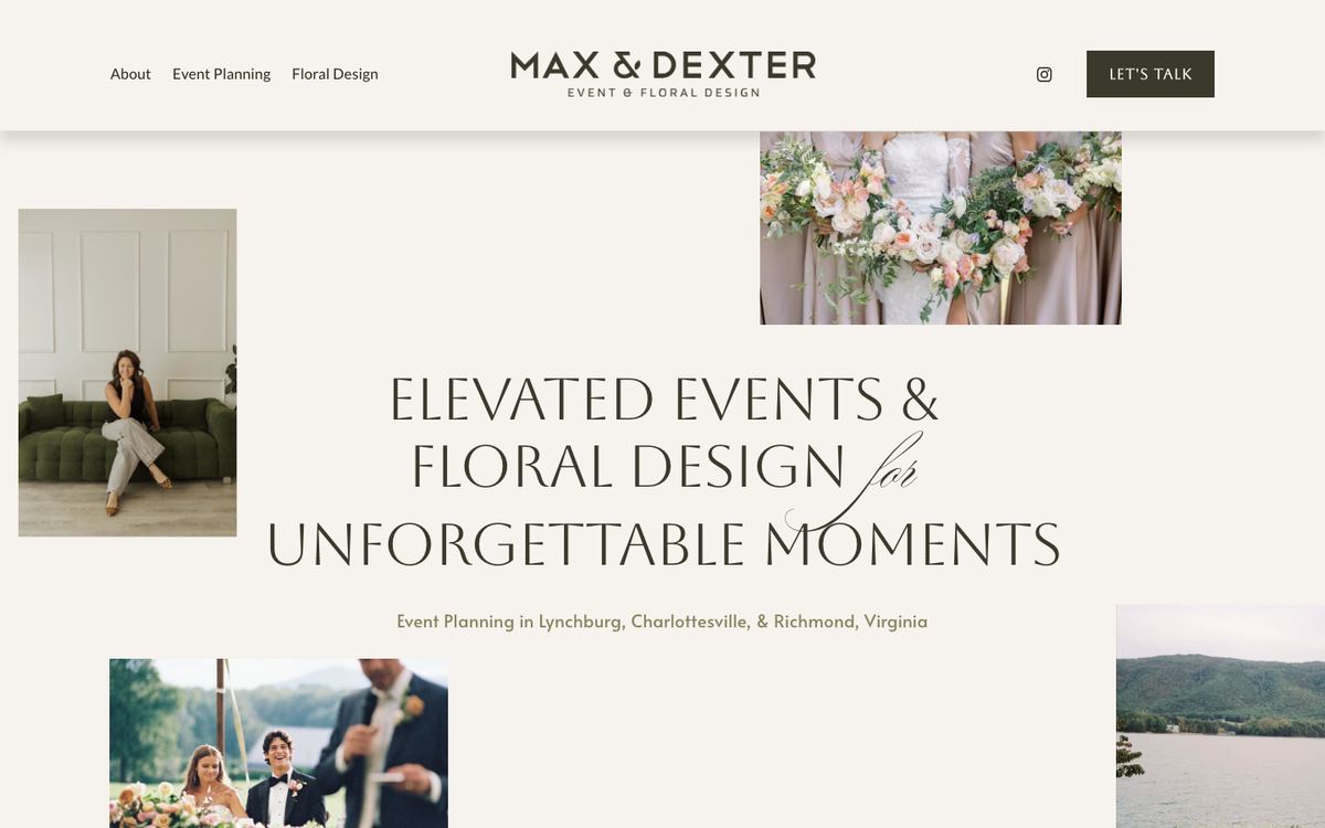Max and Dexter event and floral design homepage